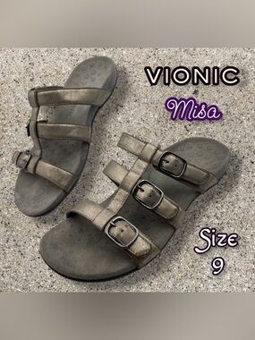 Vionic MISA SLIDE SANDAL Pewter Size 9